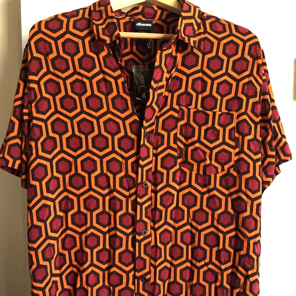 Men’s Large Red & Orange Button Up Shirt